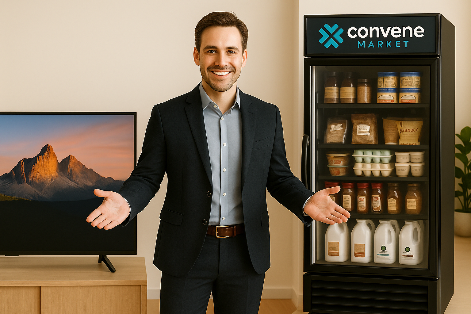 Modern sales approach with smart 4K display and AI-powered smart cooler